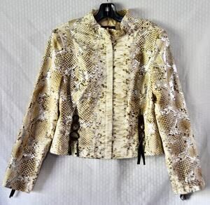 SIMON CHANGE Faux Snake Print Designer Blazer Jacket Size 12